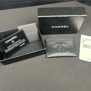 CHANEL Black Leather Card Holder